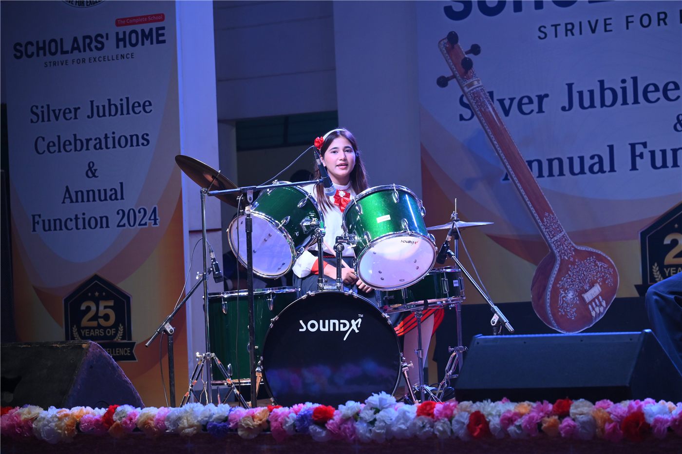 Students performing music at Scholars' Home, Lucknow