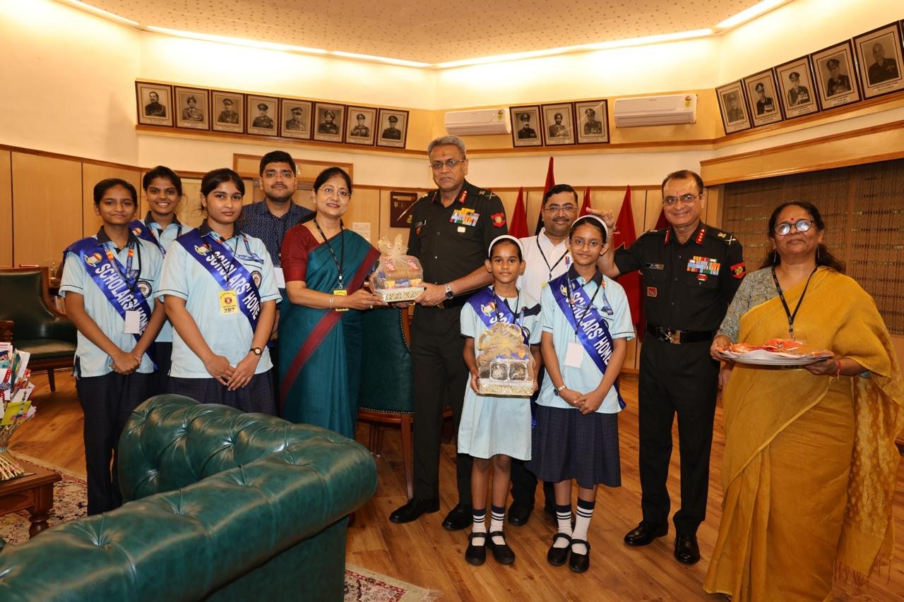 Scholars' Home Director and Principal with students and Army Generals on Raksha Bandhan